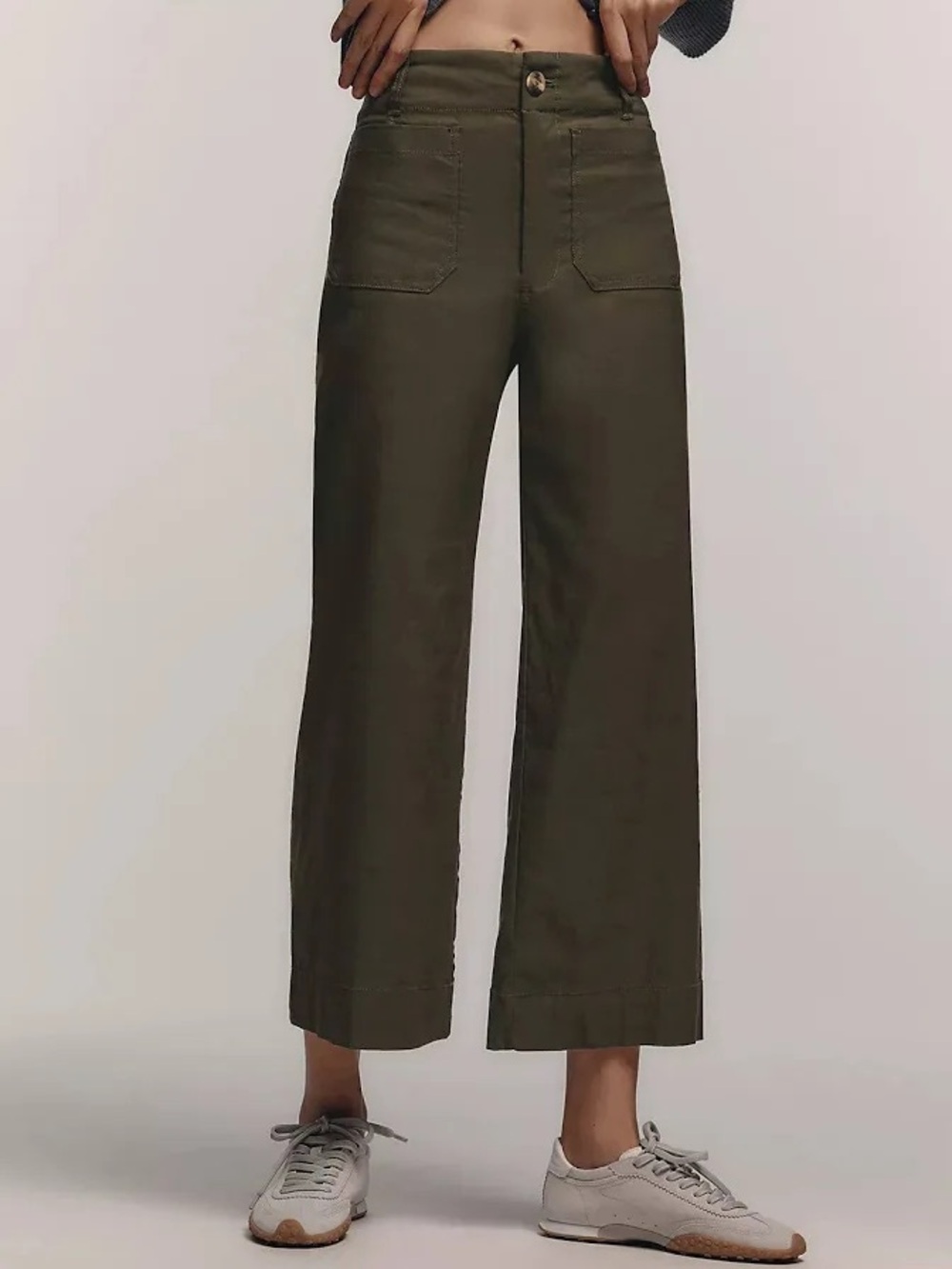 Maeve Collette Wide Leg Pants, Olive Green 25